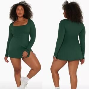 Set Active Sportbody Long Sleeve Crossover Tennis Mini Dress Green Women's XL